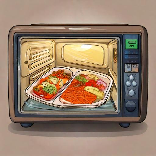 電子レンジで温めている弁当