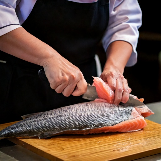 魚を切る姿