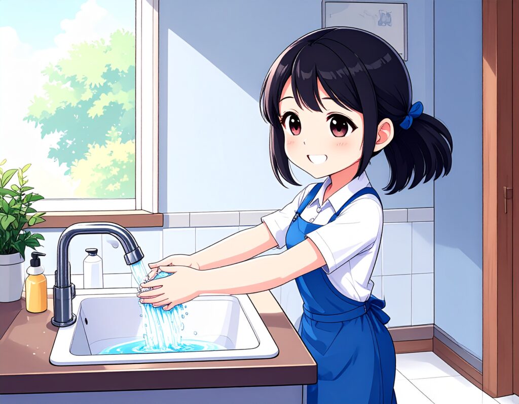 手を洗う様子