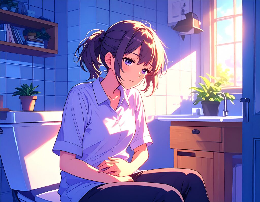 腹痛で苦しむ女性