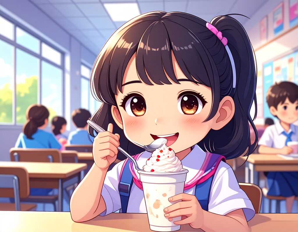 アイスクリームを食べる子供