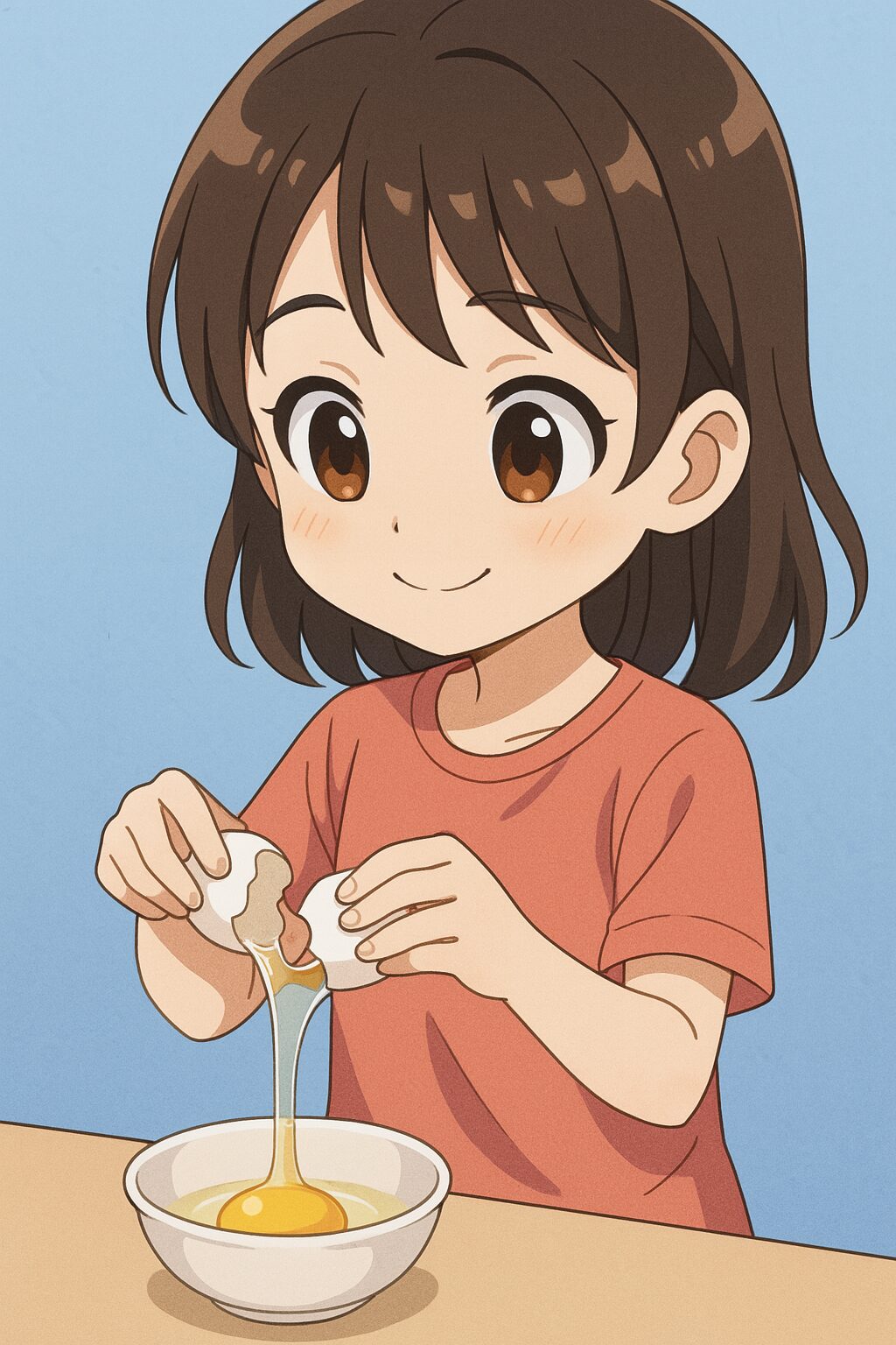 卵を1個割る様子