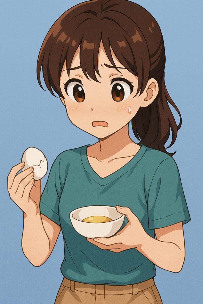 卵の殻にヒビがあった様子