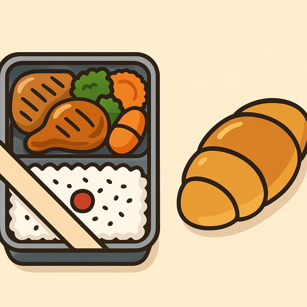 お弁当とロールパン