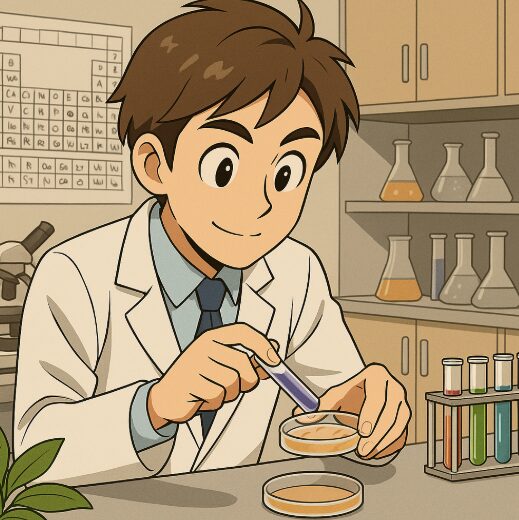 実験室で実験している男性