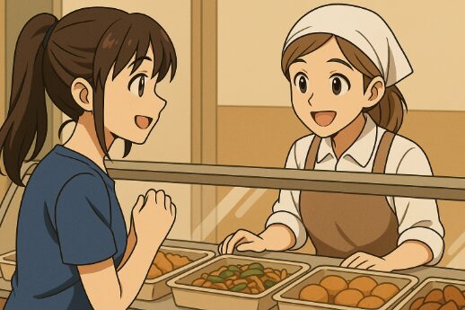 店員と話す女性1