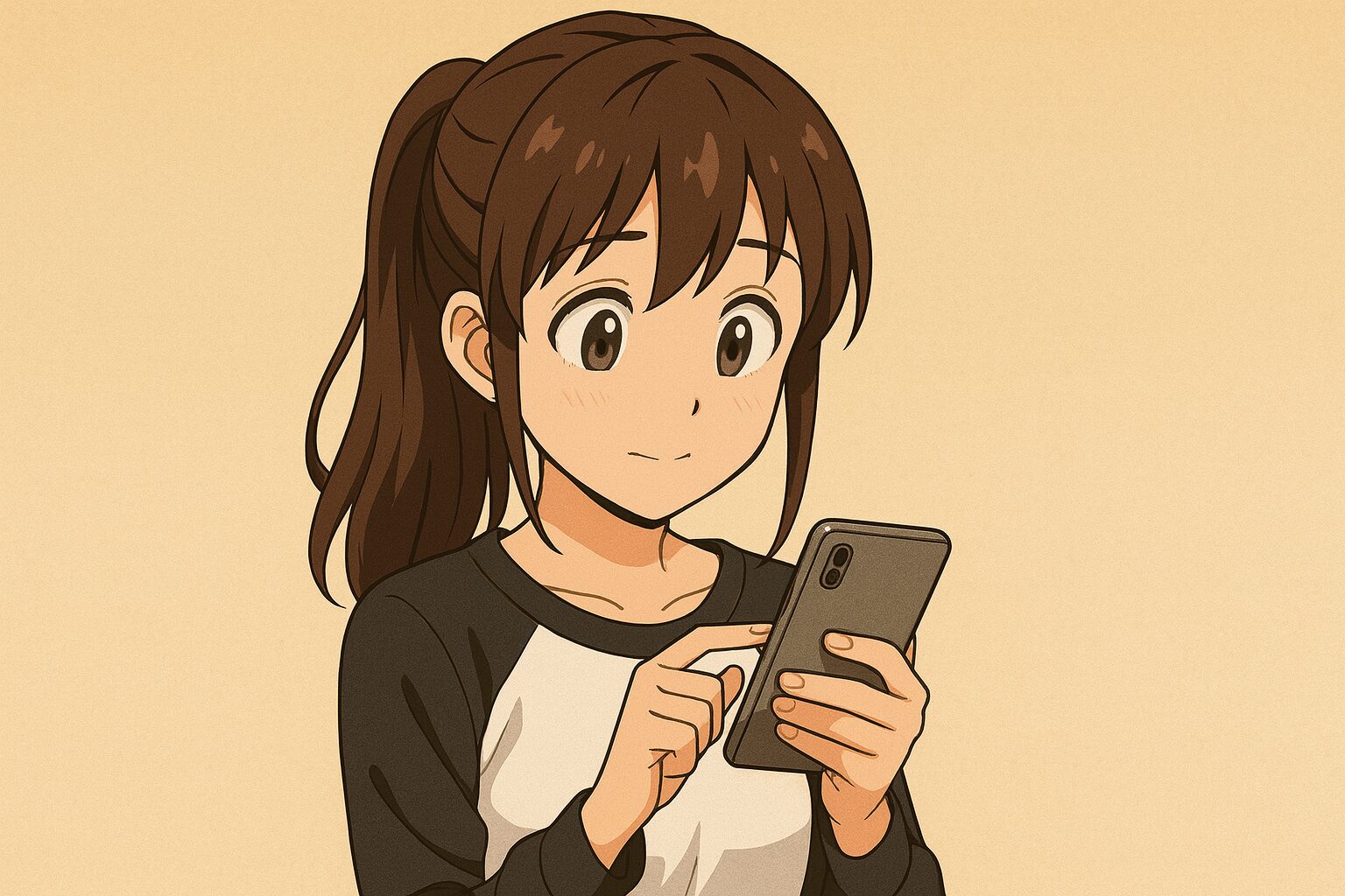 スマートフォン見ながらアレルギーをチェックしている女性