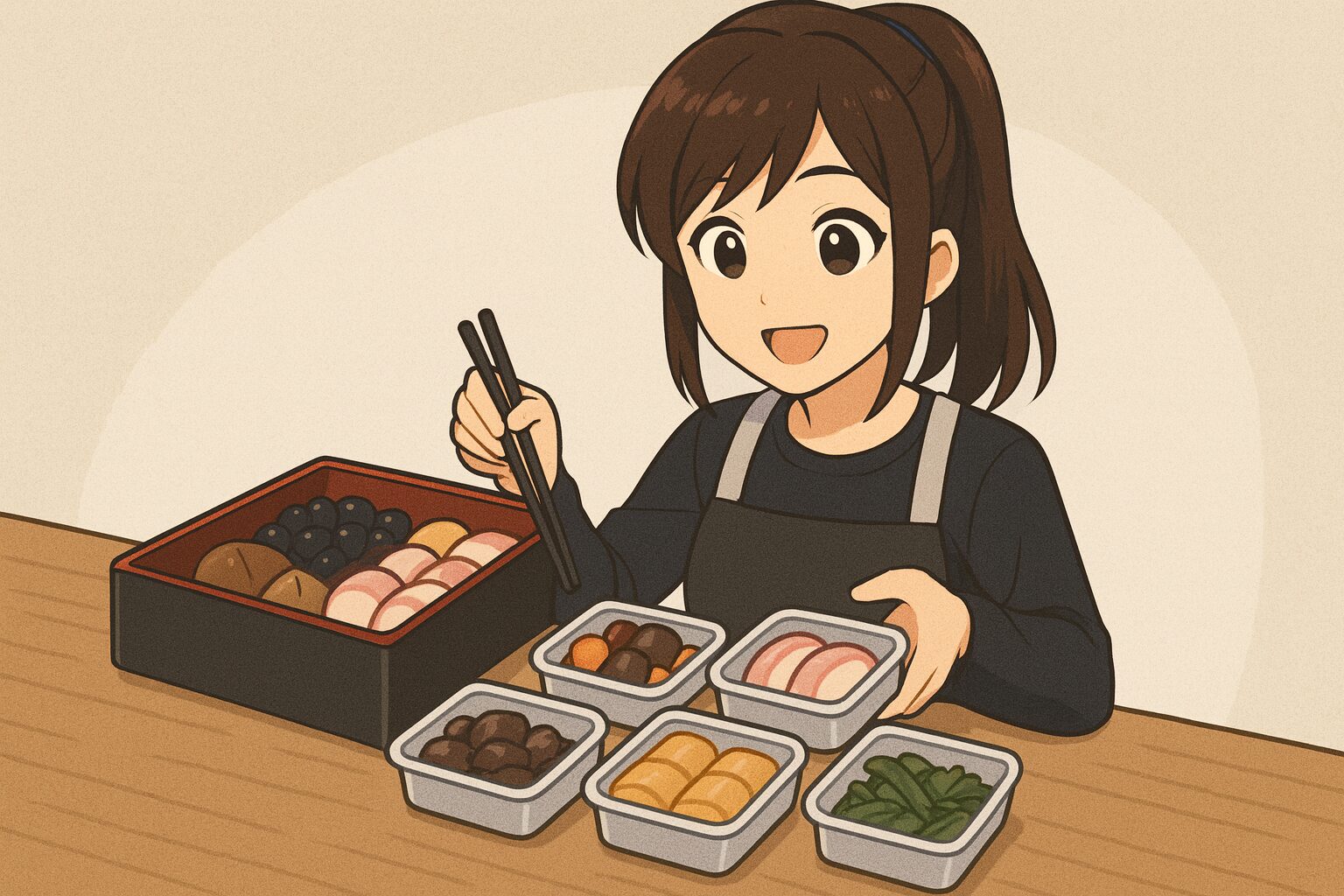 重箱を小分け容器に分けている